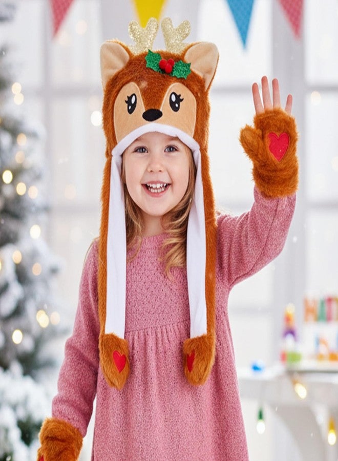 YOYTOO Cute Cartoon Plush Novelty Animal Hat with Ears Flaps, Soft Plush Hat for Holiday Cosplay Party Dress Up Funny Gift for Kids - Image 4